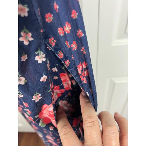 Only Necessities Womens Muumuu House Dress Medium 14/16 Blue Pink Floral Cotton - Picture 6 of 9